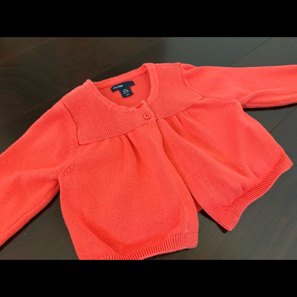 Gap cardigan in orange-red, size 12-18mo